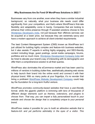 Why Businesses Are So Fond Of WordPress Solutions in 2022