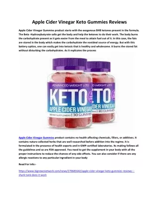Apple Cider Vinegar Keto Gummies Reviews