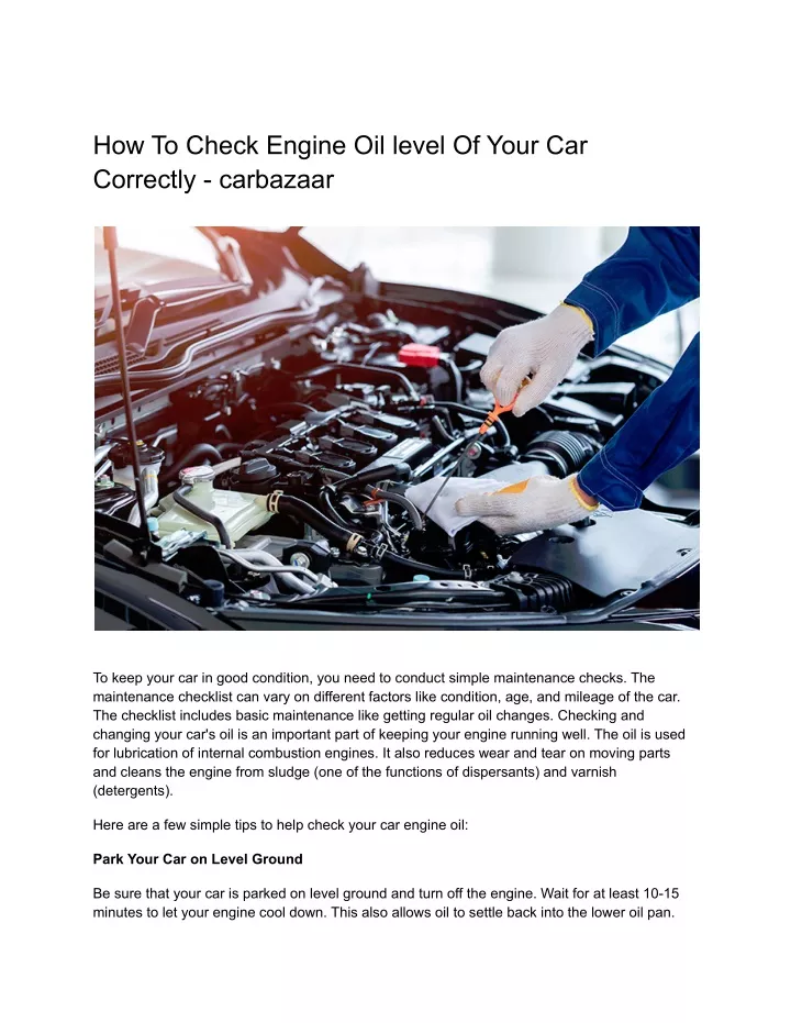 how to check engine oil level of your