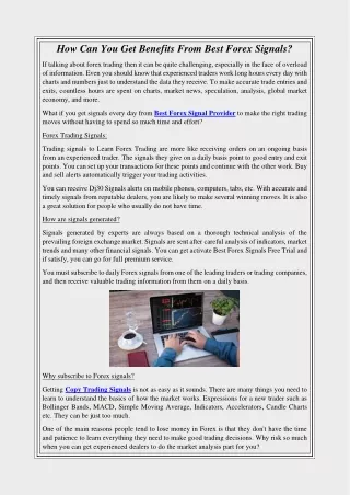 How Can You Get Benefits From Best Forex Signals