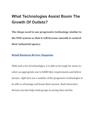 What Technologies Assist Boom The Growth Of Outlets