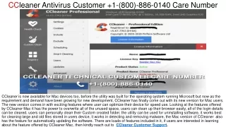 cc leaner antivirus customer 1 800 886 0140 care number