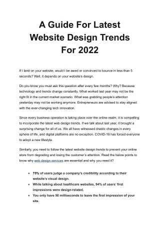 A Guide For Latest Website Design Trends For 2022