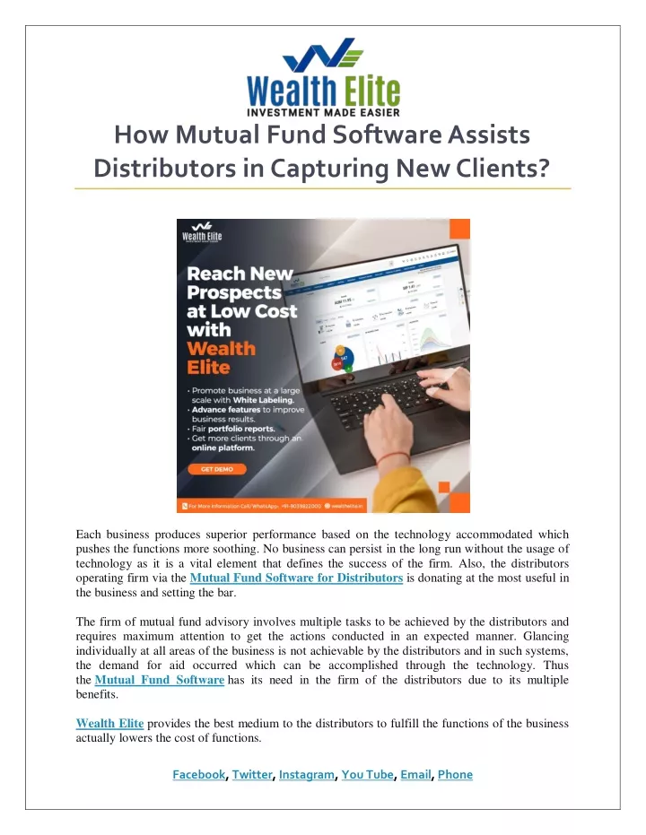 how mutual fund software assists distributors