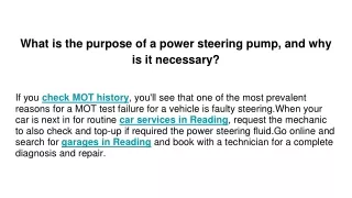 what is the purpose of a power steering pump and why is it necessary