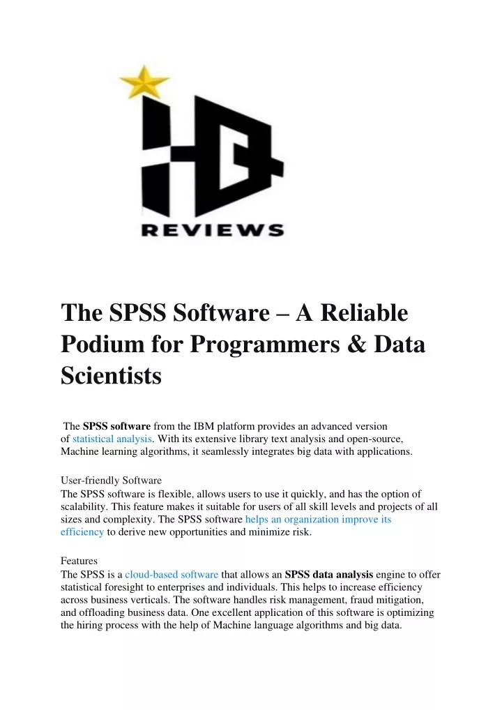 the spss software a reliable podium