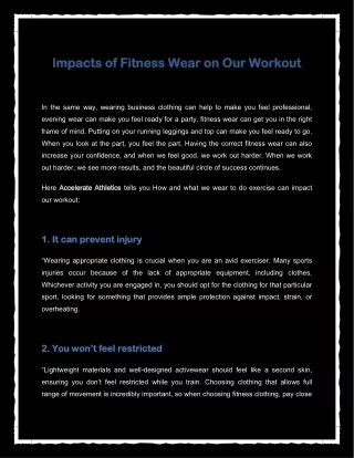 Impacts of Fitness Wear on Our Workout | Accelerate Athletics