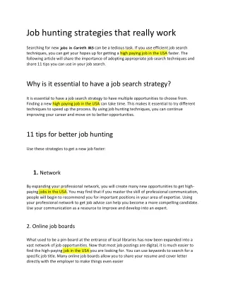 Job hunting strategies that  really work