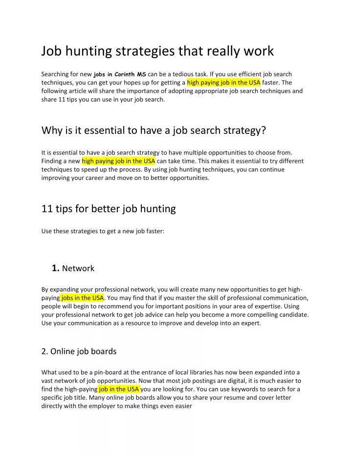job hunting strategies that really work searching