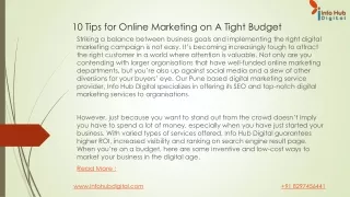 10 Tips for Online Marketing on A Tight Budget PDF