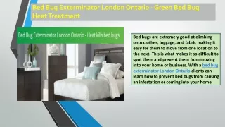 Bed Bug Exterminator London Ontario - Green Bed Bug Heat Treatment