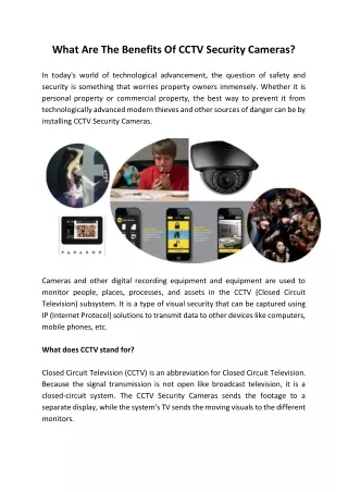 What Are The Benefits Of CCTV Security Cameras