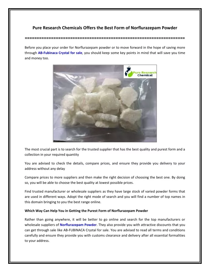 pure research chemicals offers the best form