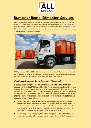 dumpster rental edmonton services