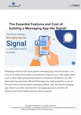 The Essential Features and Cost of building a Messaging App like Signal