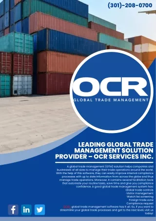 Leading Global Trade Management Solution Provider – OCR Services Inc.
