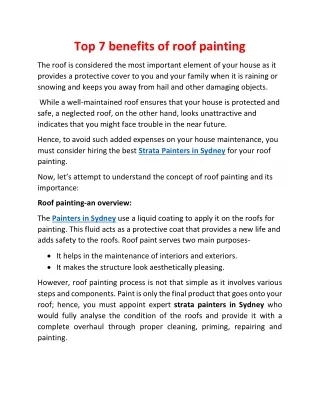 Top 7 benefits of roof painting
