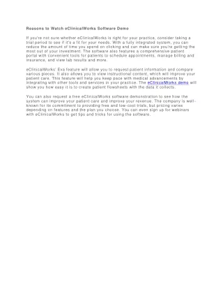 reasons to watch eclinicalworks software demo