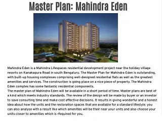 Master Plan: Mahindra Eden