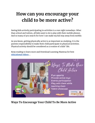 How can you encourage your child to be more active_