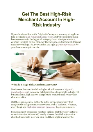 Get The Best High-Risk Merchant Account In High-Risk Industry