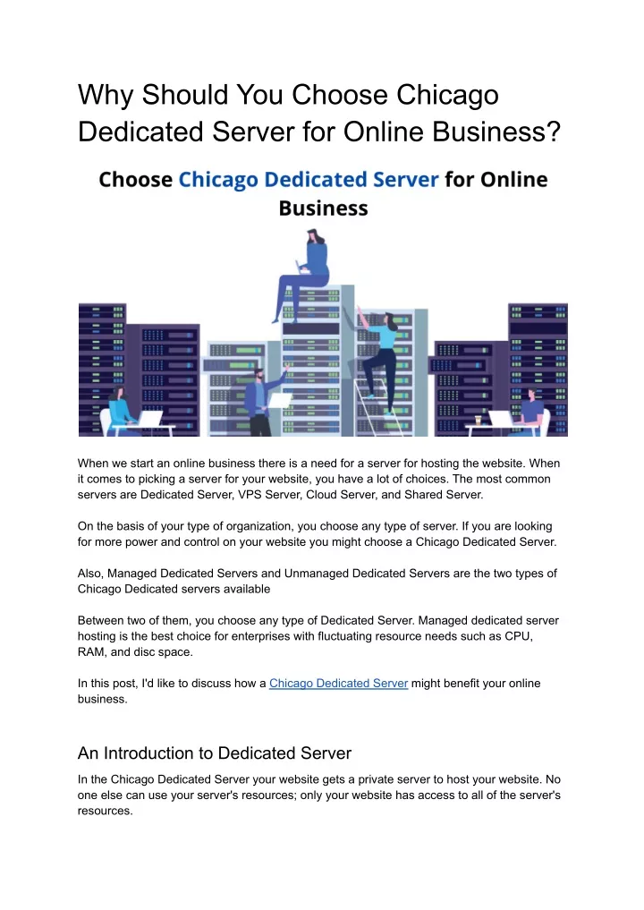 why should you choose chicago dedicated server