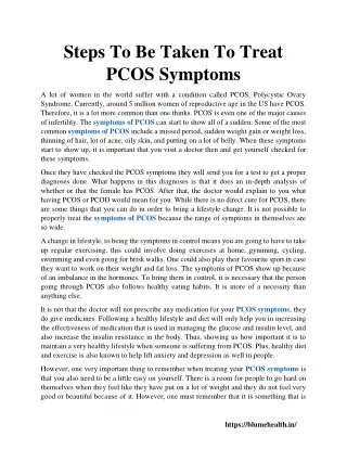 Steps To Be Taken To Treat PCOS Symptoms