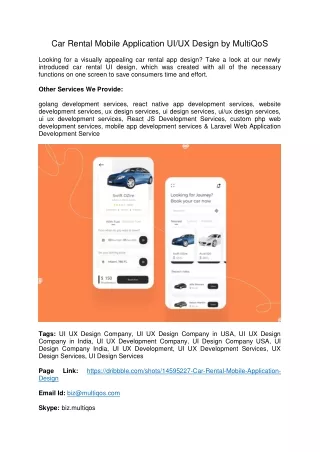 Car Rental Mobile Application UI UX Design by MultiQoS