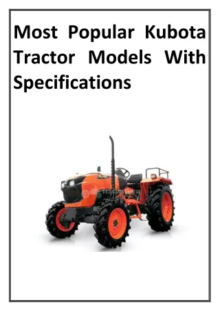 Most Popular Kubota Tractor Models With Specifications