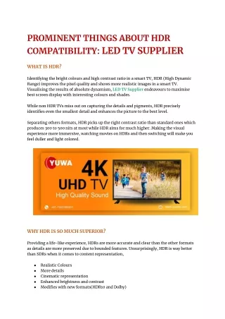 PROMINENT THINGS ABOUT HDR COMPATIBILITY_ LED TV SUPPLIER