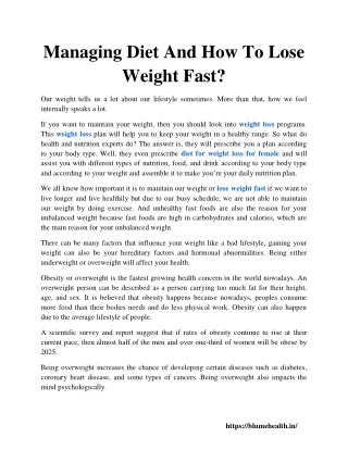 Managing Diet And How To Lose Weight Fast.docx