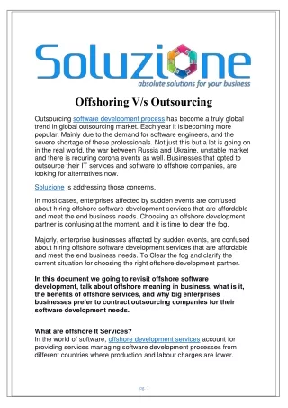 offshoring v s outsourcing