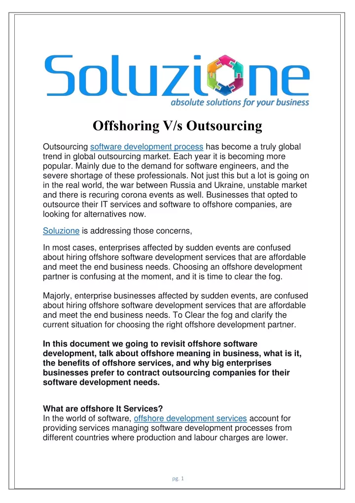 offshoring v s outsourcing