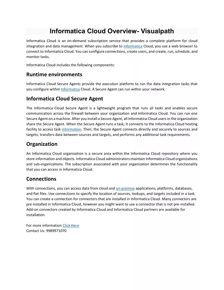 informatica cloud overview visualpath