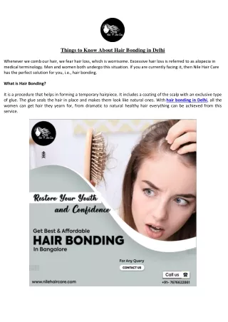 Things to Know About Hair Bonding in Delhi