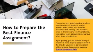 how to prepare the best finance assignment