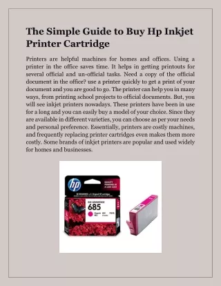 Simple Guide to Buy Hp Inkjet Printer Cartridge