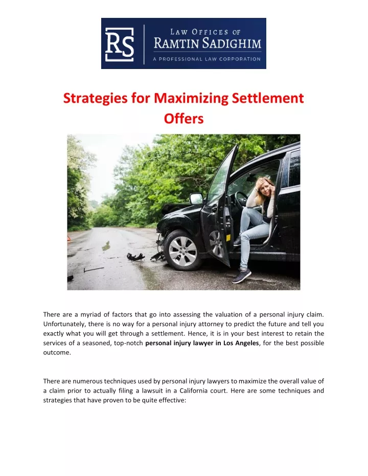 strategies for maximizing settlement offers