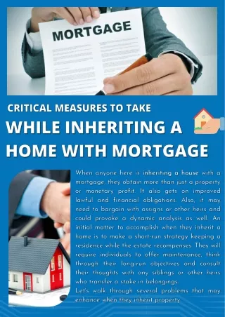 Measures To Take While Inheriting A Home With Mortgage