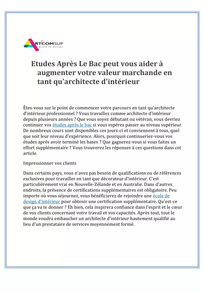 etudes apr s le bac peut vous aider augmenter