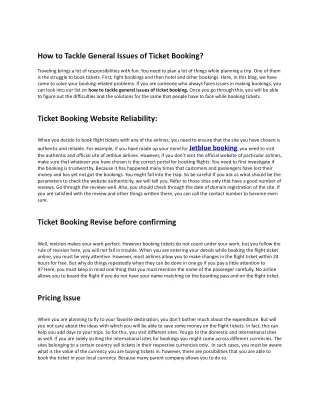 how to tackle general issues of ticket booking