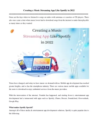 Creating a Music Streaming App Like Spotify in 2022