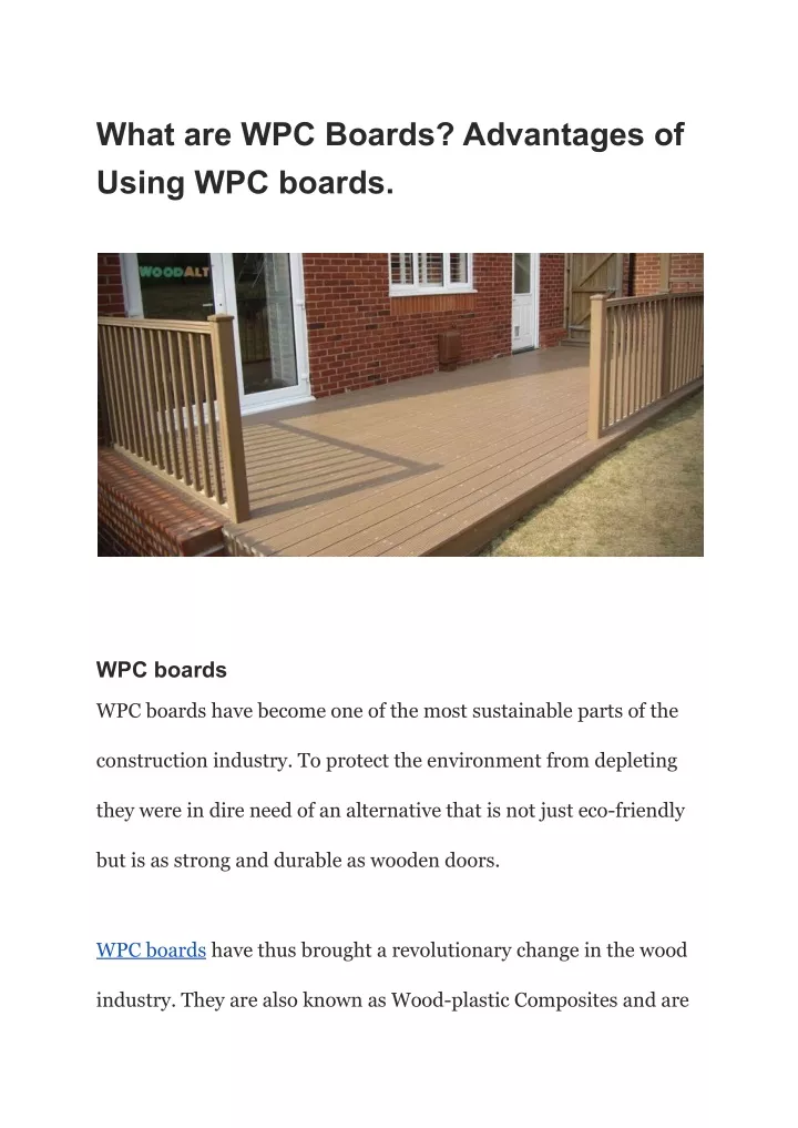 what are wpc boards advantages of using wpc boards