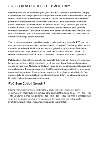 pvc boru neden terch edlmektedr genel olarak