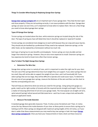 things to consider when buying or replacing
