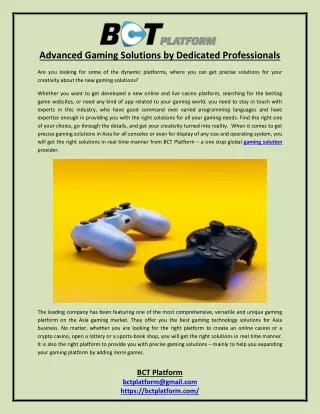 Advanced Gaming Solutions by Dedicated Professionals