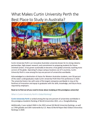 what makes curtin university perth the best place
