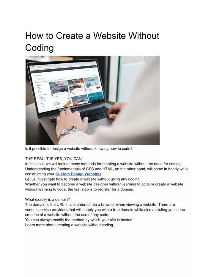 how to create a website without coding