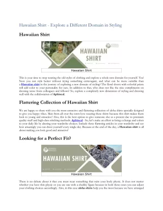 Hawaiian Shirt - Explore a Different Domain in Styling