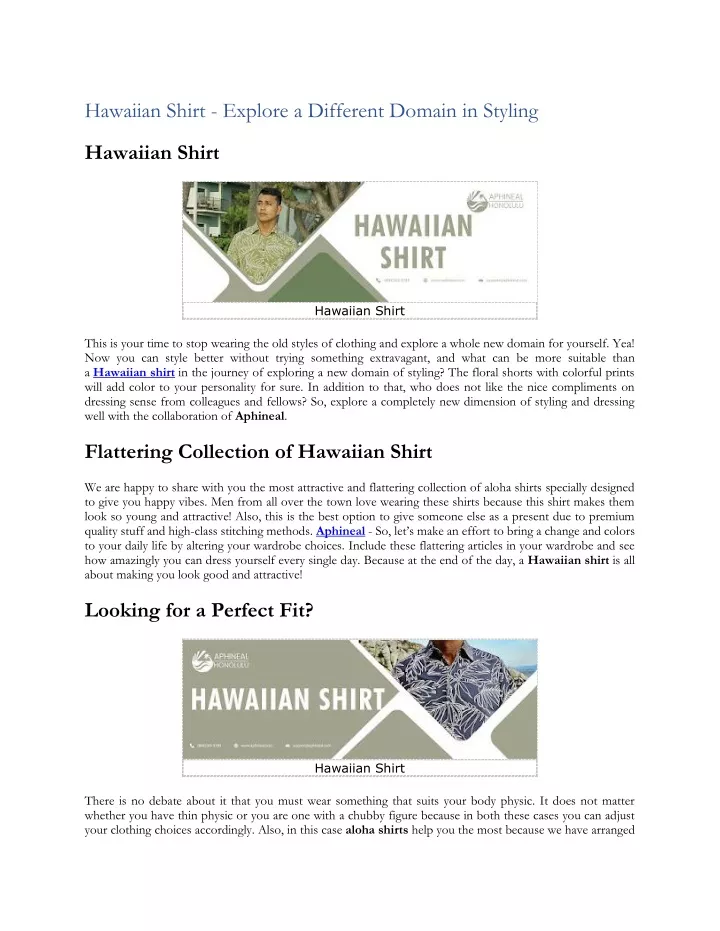hawaiian shirt explore a different domain